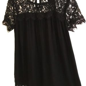 Ella Moss Black Lace T-shirt Blouse NWT